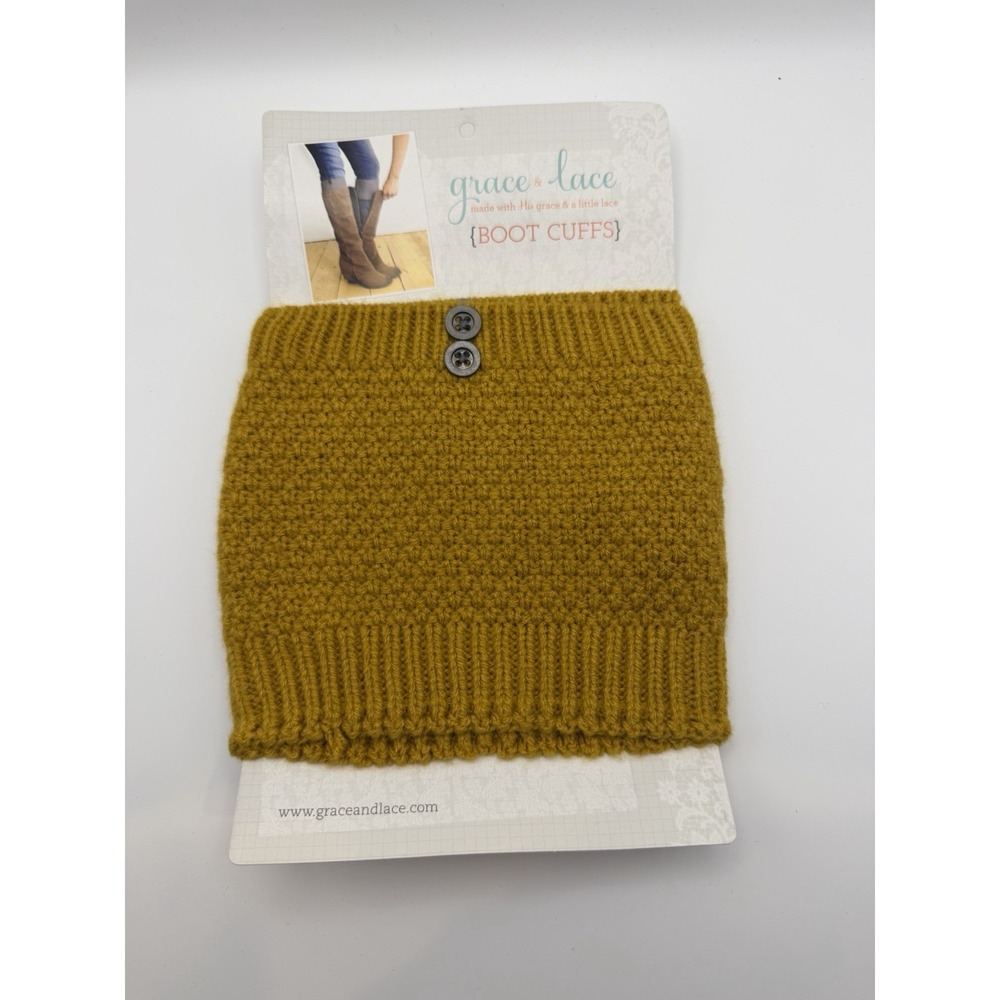 Grace &‎ Lace Pebble Knit Original Boot Cuff-Mustard-New